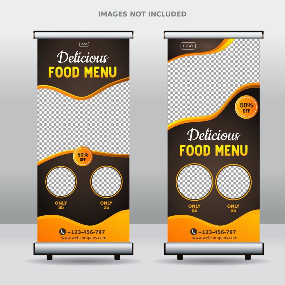 Food roll up business banner design template vector