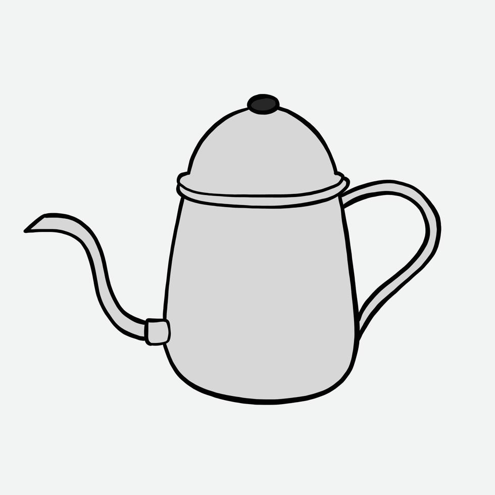 dibujo de boceto a mano alzada de verter sobre el hervidor de café. vector