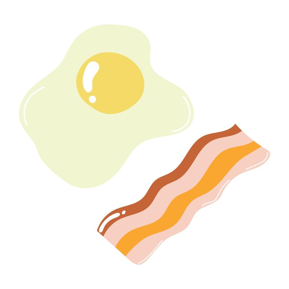 Egg and bacon, breakfast. Flat illustration. vector