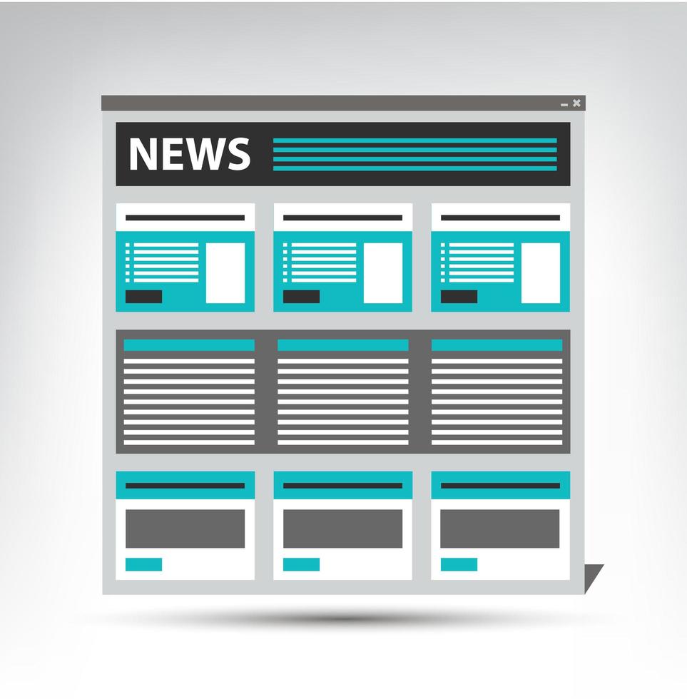 web site news, newspaper, journal template in a browser window vector