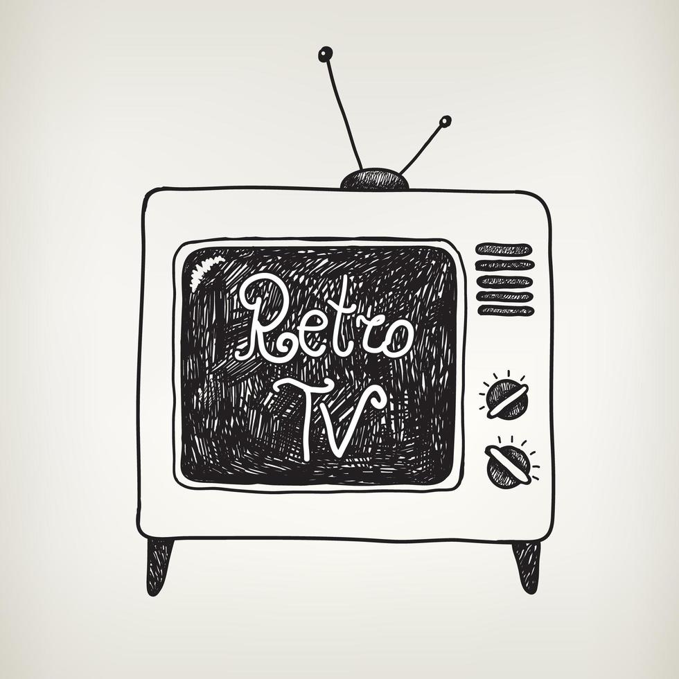 vector dibujado a mano doodle retro tv aislado