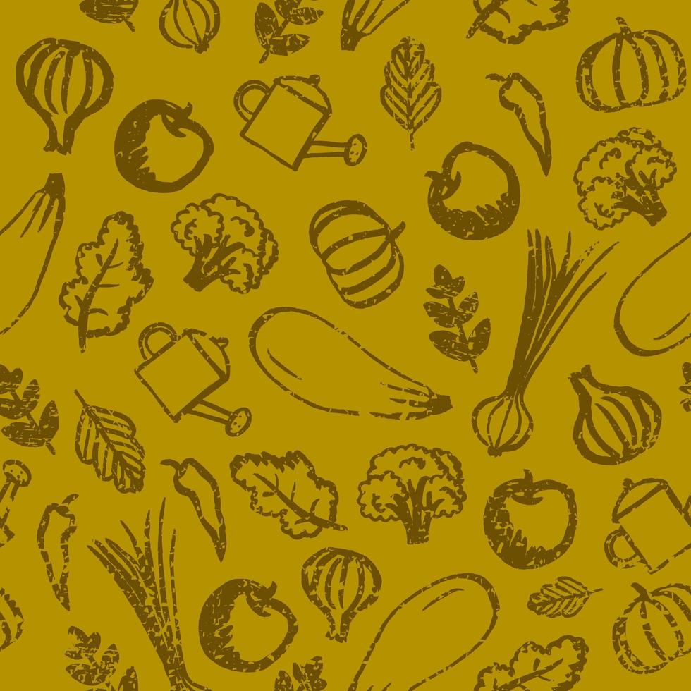 Vector garden, farm, vegetables and fruit seamless patter. Eco, organic healthy food background.