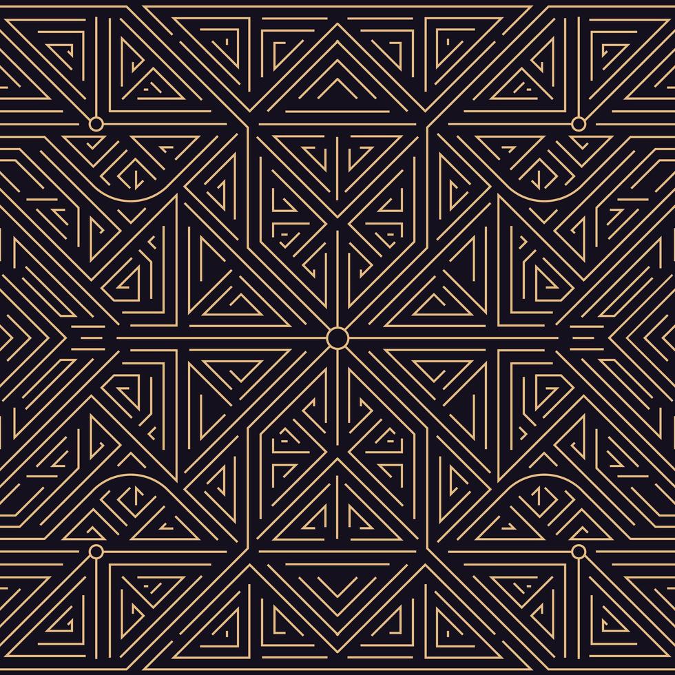 Vector art deco gold black seamless pattern. Geometric line vintage motif. Elegant luxury design for wallpaper print, packaging, wrapping paper, package, wedding gift