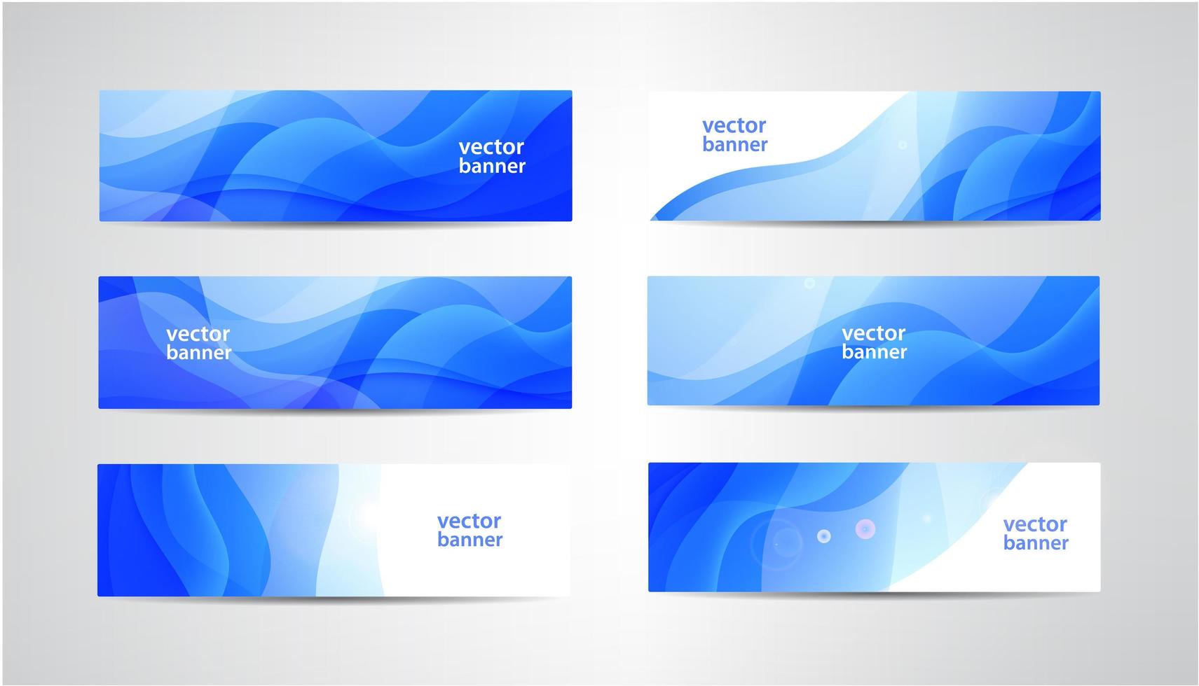 Vector abstract flow wavy banners set. Water, stream, energy stream horizontal backgrounds. Wave Liquid, transparent