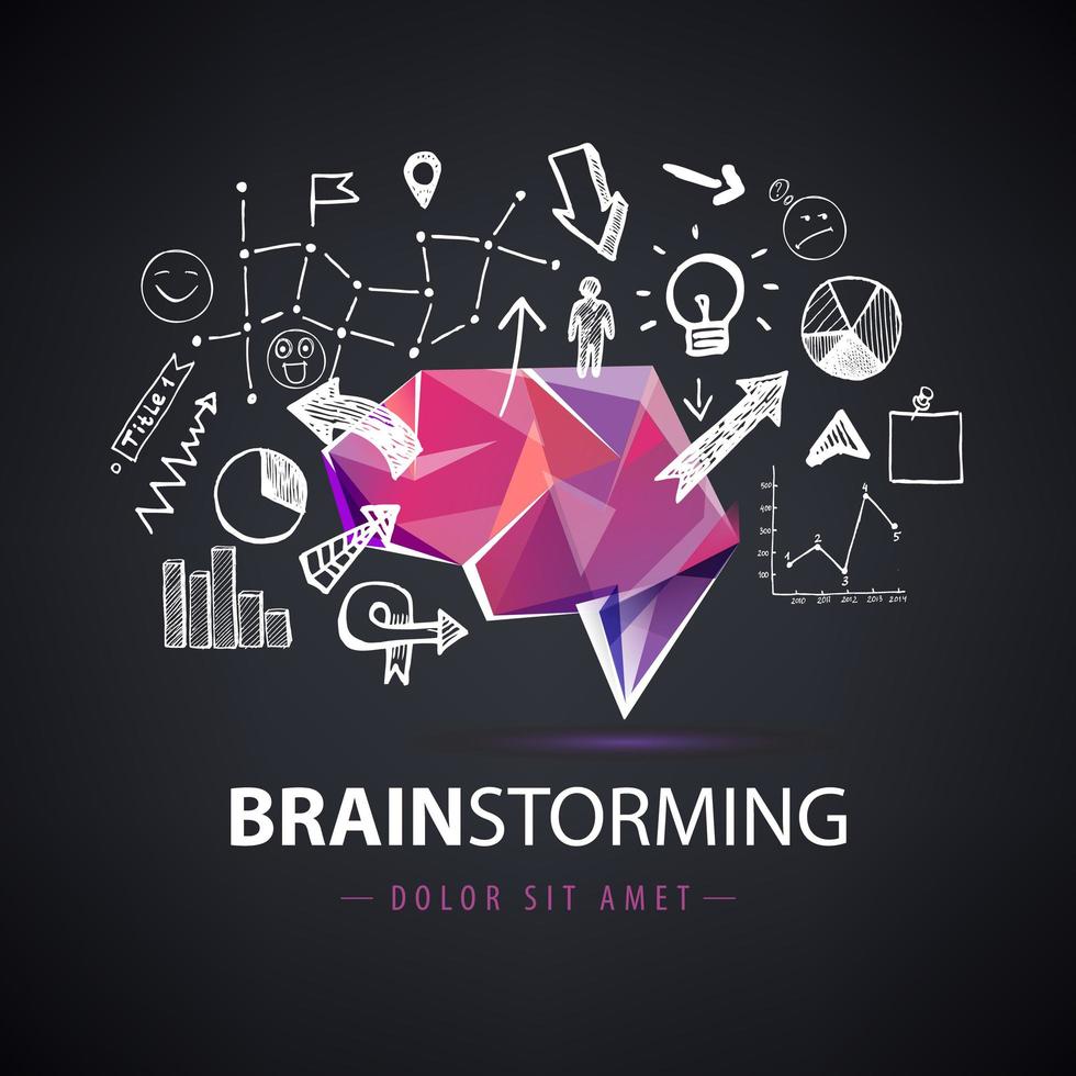 Vector creative logo, brainstorm, creating new ideas, teamwork illustration.
