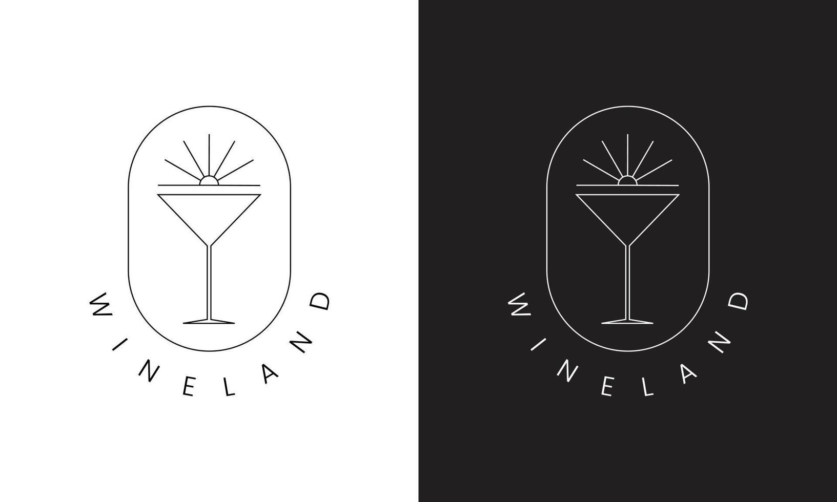 Minimalist Wine Boho Logo. Simple Line Art Design Template. vector