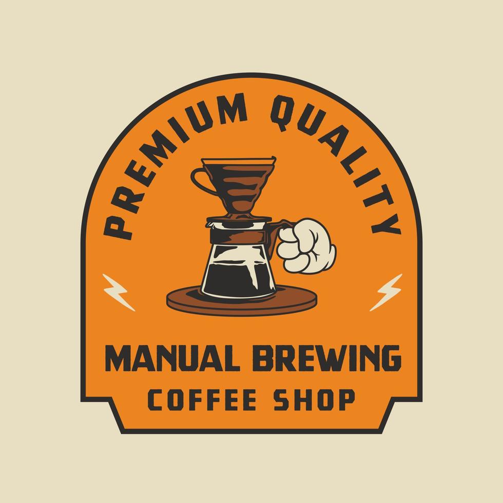 vintage v60 preparación manual del logotipo del café insignia ilustración vectorial hecha a mano vector