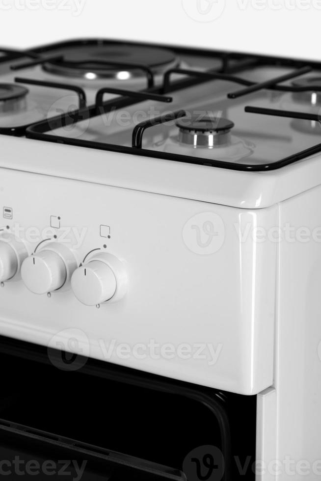 part of a modern gas stove, white photo