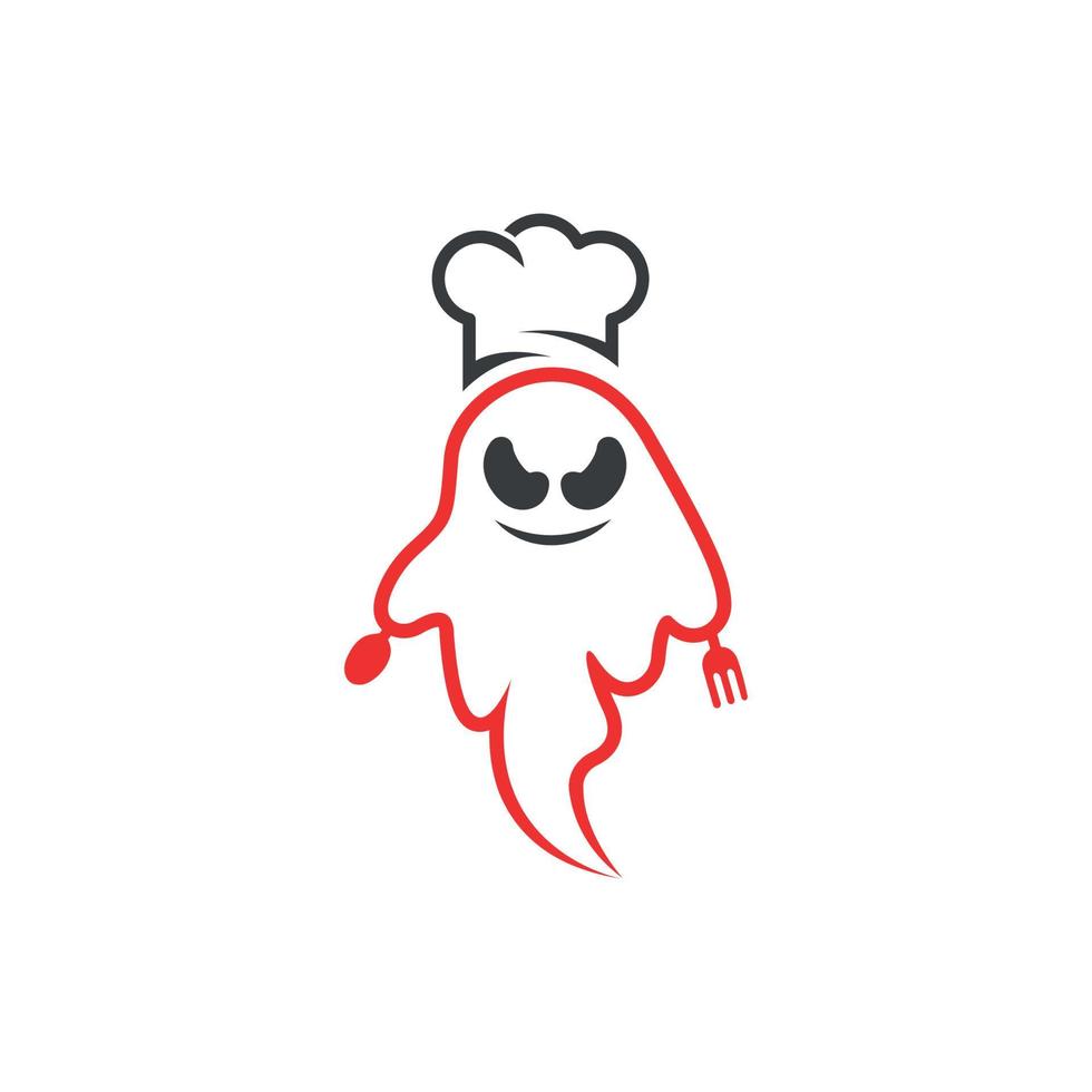 logotipo de chef fantasma, logotipo de restaurante fantasma, diseño de logotipo de cocina fantasma vector