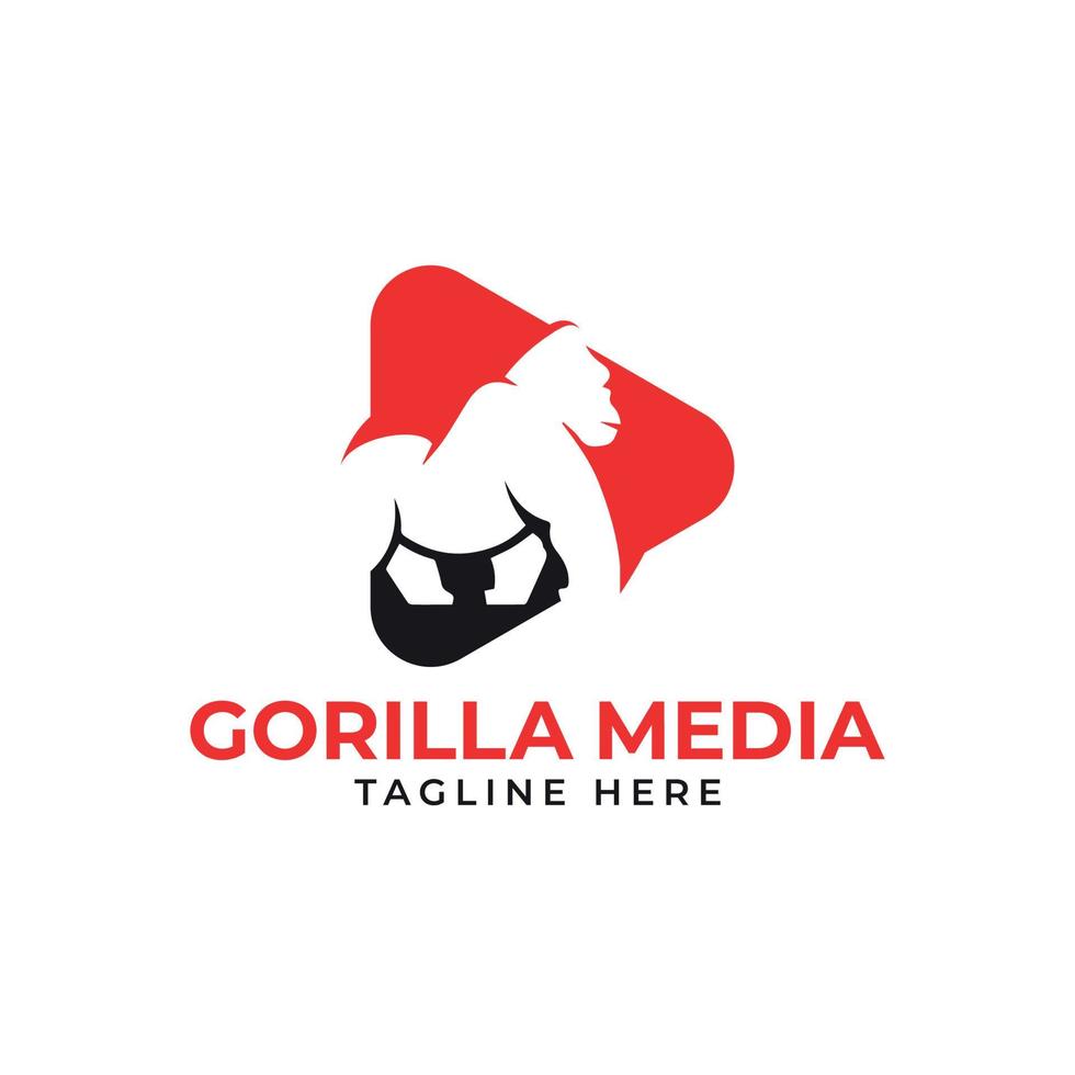 vector de plantilla de diseño de logotipo de medios de gorila