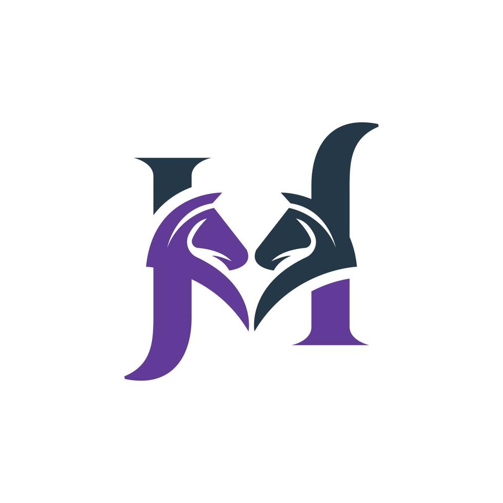 plantilla de vector de concepto de diseño de marca de letra h de logotipo de caballo