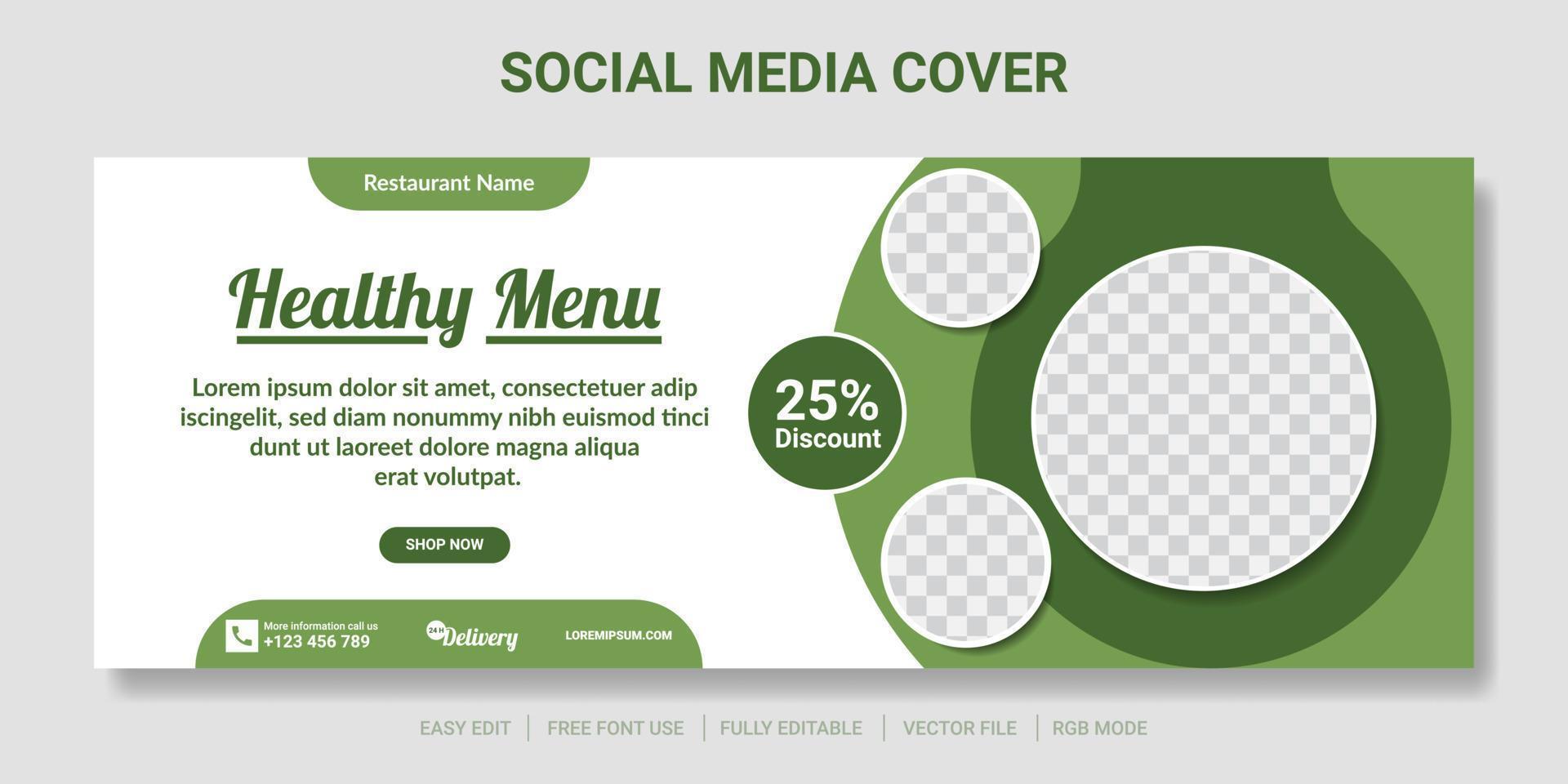 Healthy food cover social media or web banner vector