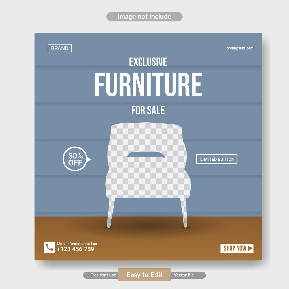 Furniture sale social media post template vector