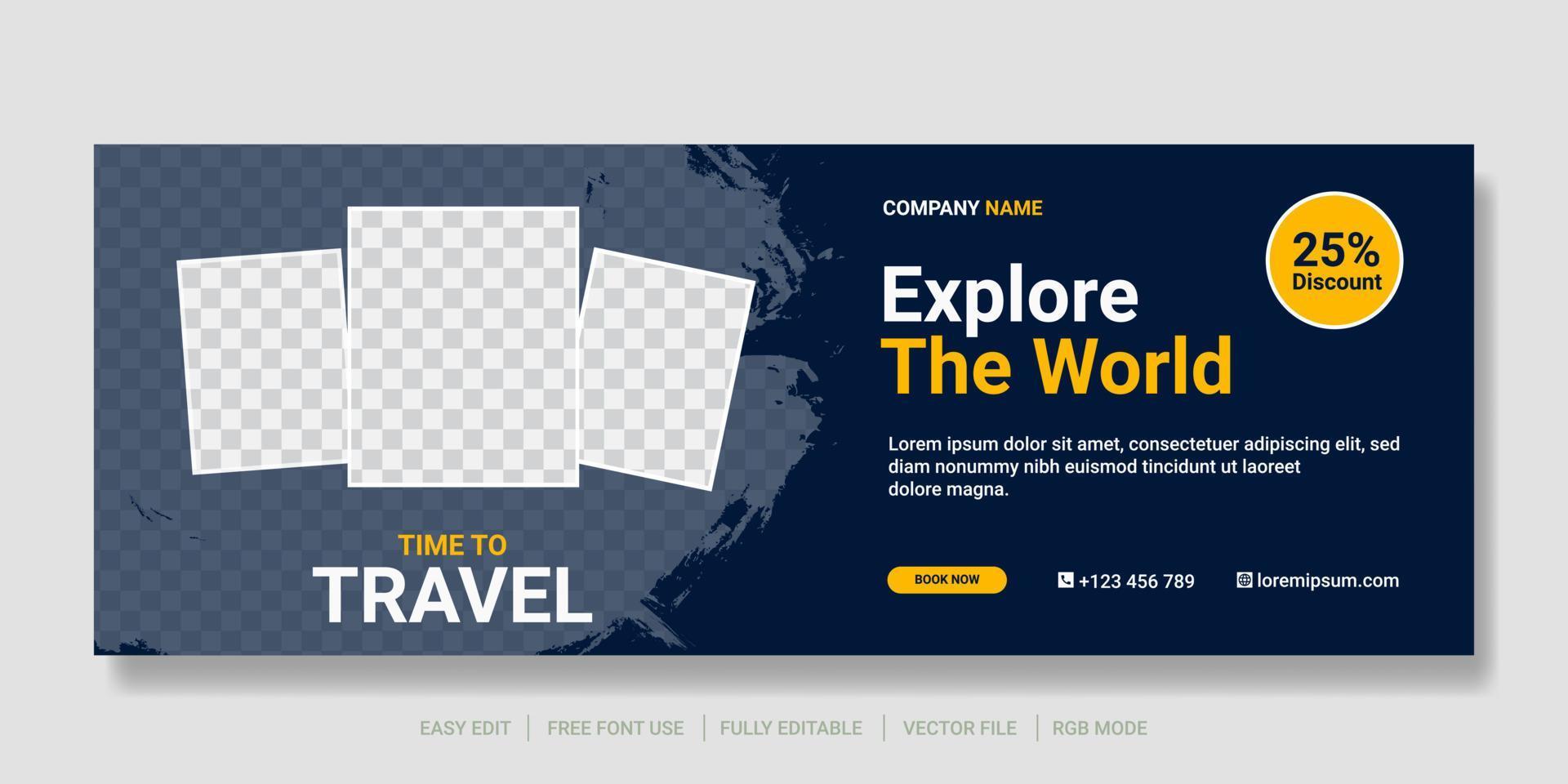 Creative travel cover social media or web banner template vector
