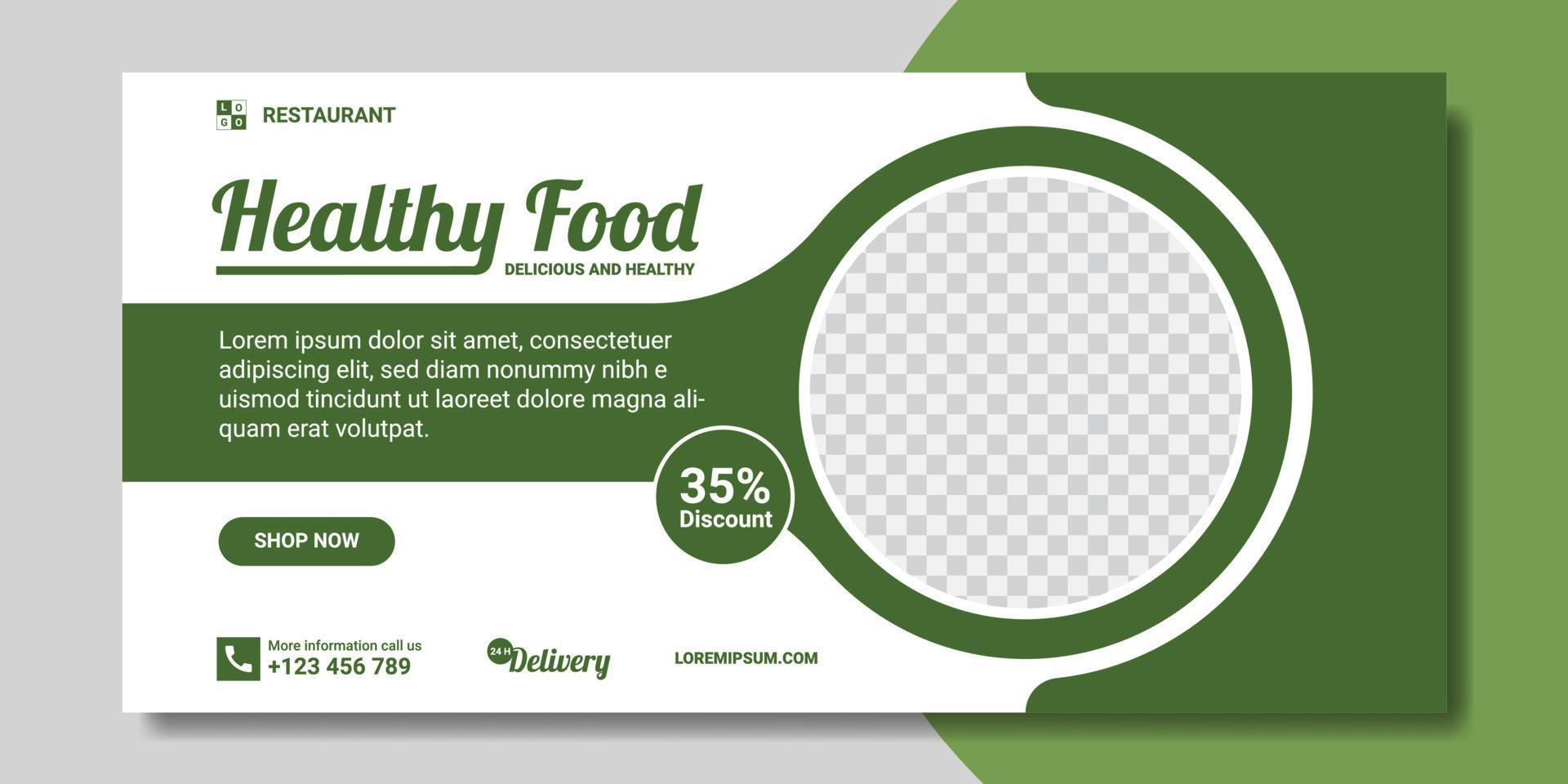 banner horizontal de comida saludable vector