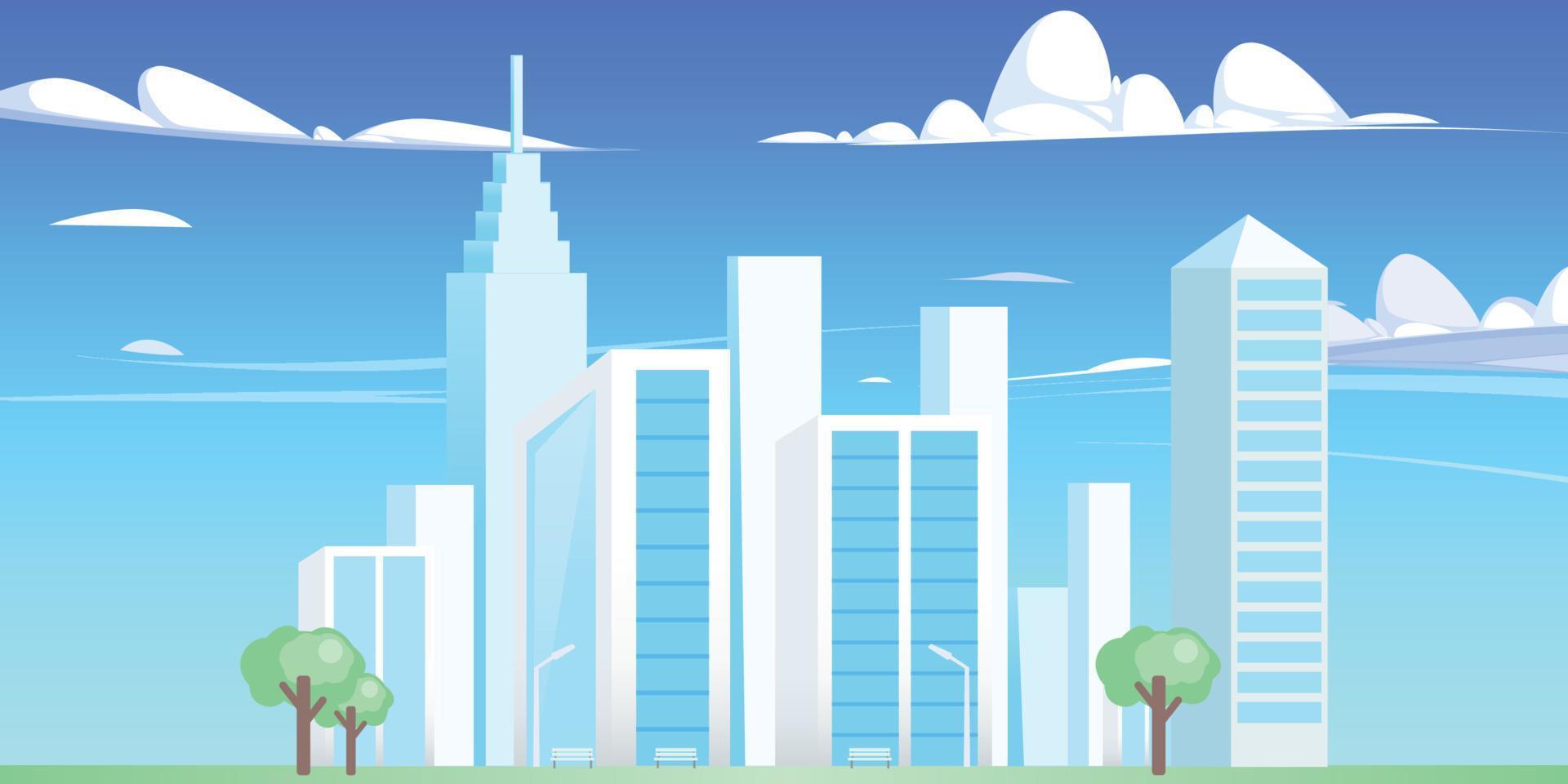 urban panorama cityscape skyline building silhouettes horizontal vector illustration