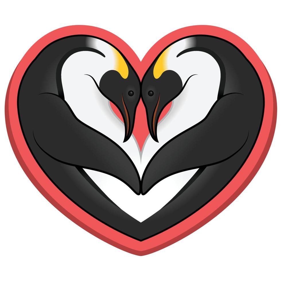 Illustration of penguins in a heart shape vector