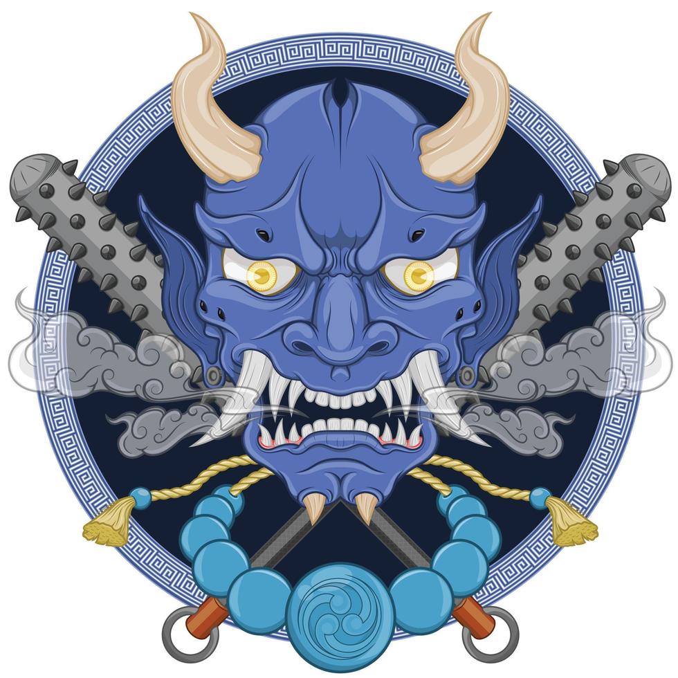 Japanese demon Oni with kanabo vector