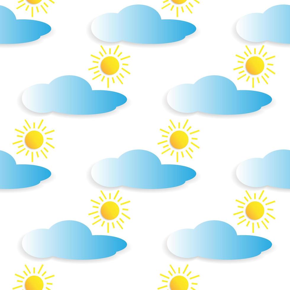 bright sun blue cloud vector design illustration. white background. seamless pattern design for wallpaper, backdrop, cover, paper and print on fabric. modern templates