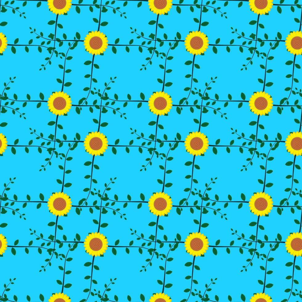 seamless pattern yellow floral design. blue background. design wallpaper, backdrop, cover, paper and ready to print on fabric. vector illustration