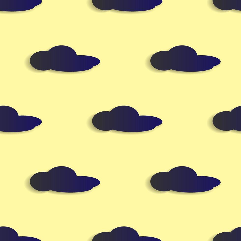 Ilustración de diseño de vector de nube azul nublado azul oscuro. fondo amarillo diseño de patrones sin fisuras para papel tapiz, telón de fondo, cubierta, papel e impresión en tela. plantillas modernas