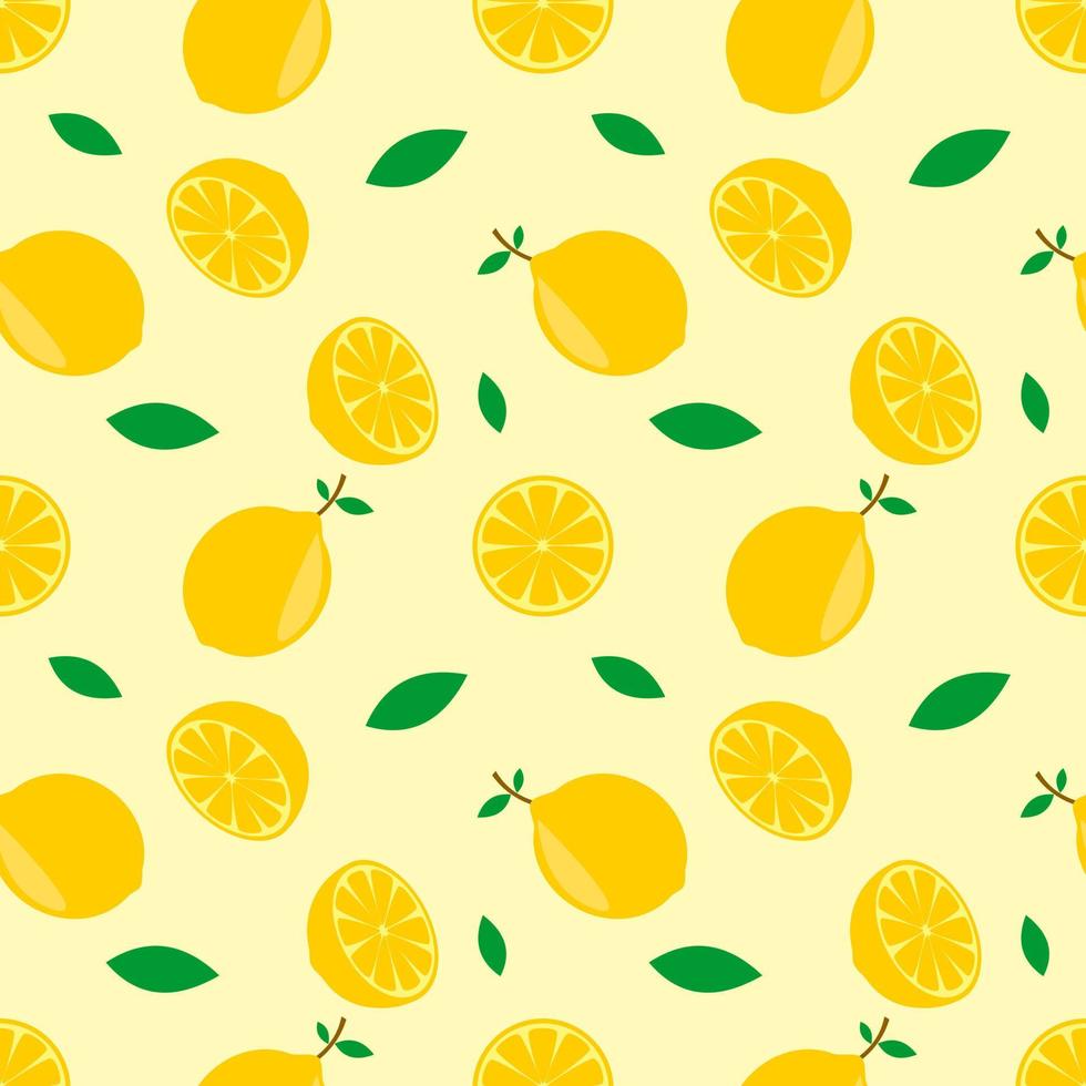 seamless pattern vector illustration of orange fruit and green leaf design. yellow background. design for wallpaper,backdrop and print on fabric. modern templates