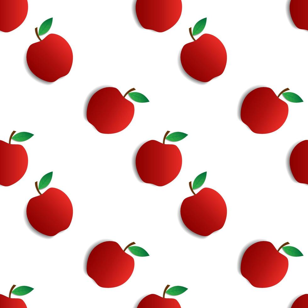 seamless pattern red apple fruit vector design. white background. design for wallpaper, backdrop, cover, print design and your design needs.