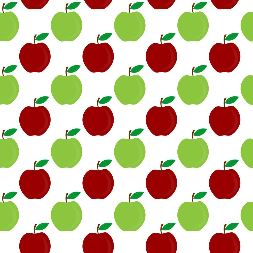 seamless pattern green red apple fruit vector design. white background. design for wallpaper, backdrop, cover, print design and your design needs.