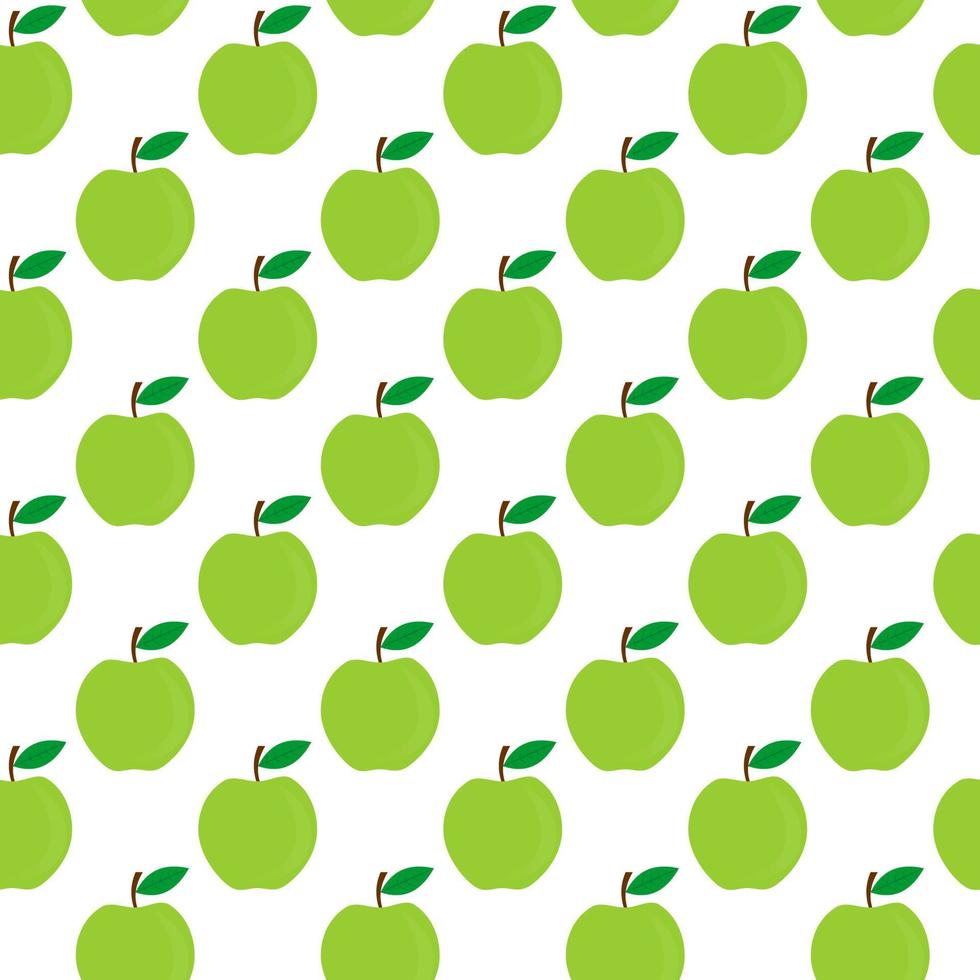 seamless pattern green apple fruit vector design. white background