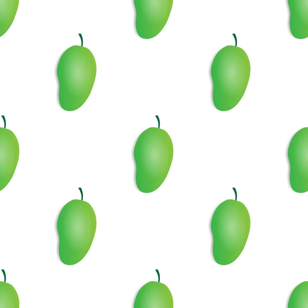 seamless pattern green mango fruit vector design. white background