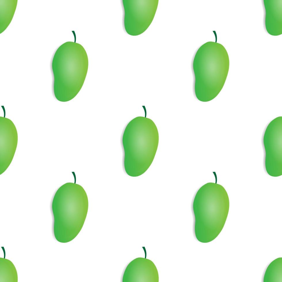 Diseño de vector de fruta de mango verde de patrones sin fisuras. Fondo blanco. diseño para papel tapiz, telón de fondo, portada, diseño de impresión y sus necesidades de diseño.