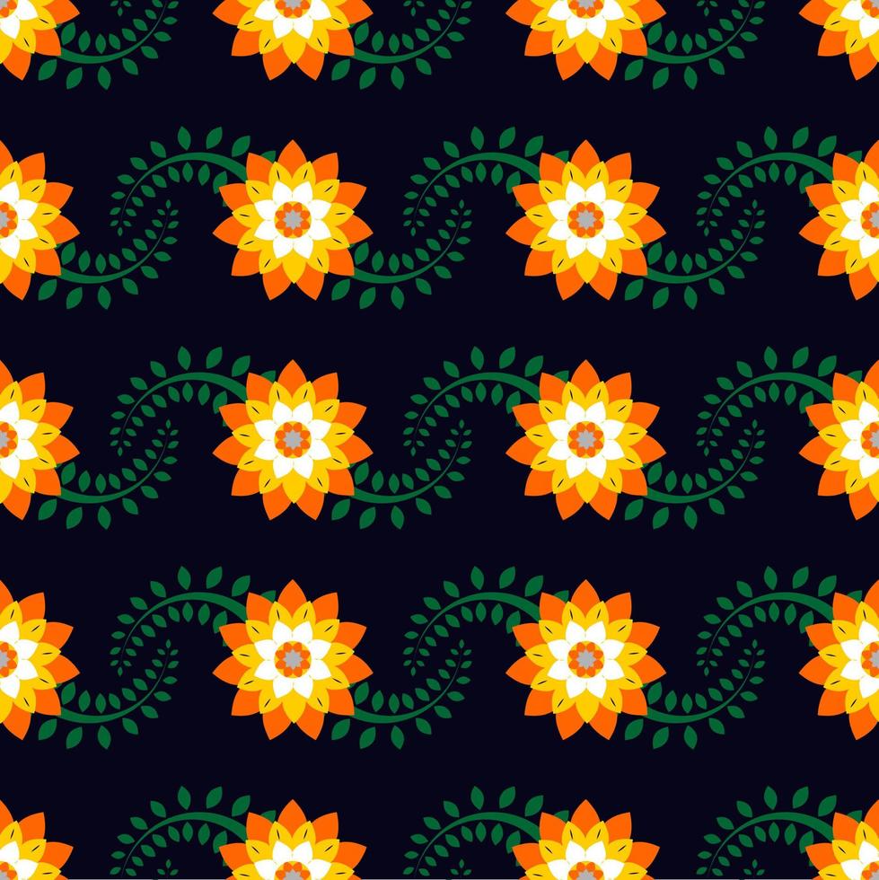 seamless pattern orange floral design. purple  background. design wallpaper, backdrop, cover, paper and ready to print on fabric. vector illustration