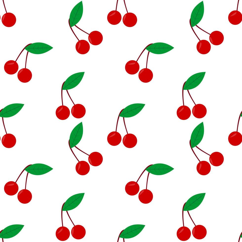 seamless pattern red cherry fruit vector design. white background. design for wallpaper, backdrop, cover, print design and your design needs.