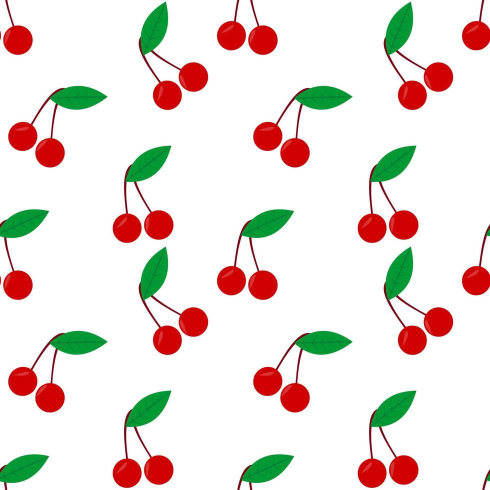 diseño de vector de fruta de cereza roja de patrones sin fisuras. Fondo blanco. diseño para papel tapiz, telón de fondo, portada, diseño de impresión y sus necesidades de diseño.