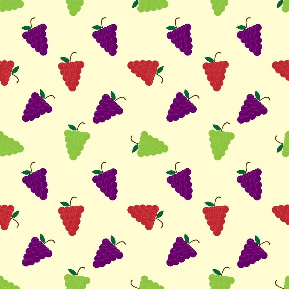 diseño de vector de fruta de uva de patrones sin fisuras. fondo amarillo diseño para papel tapiz, telón de fondo, portada, diseño de impresión y sus necesidades de diseño.