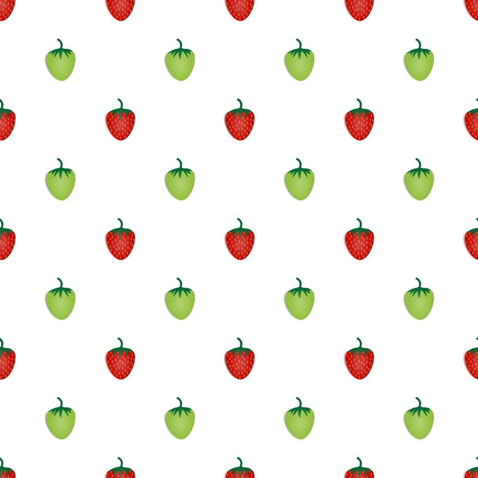 diseño de vector de fruta de fresa roja y verde de patrones sin fisuras. fondo amarillo diseño para papel tapiz, telón de fondo, portada, diseño de impresión y sus necesidades de diseño.