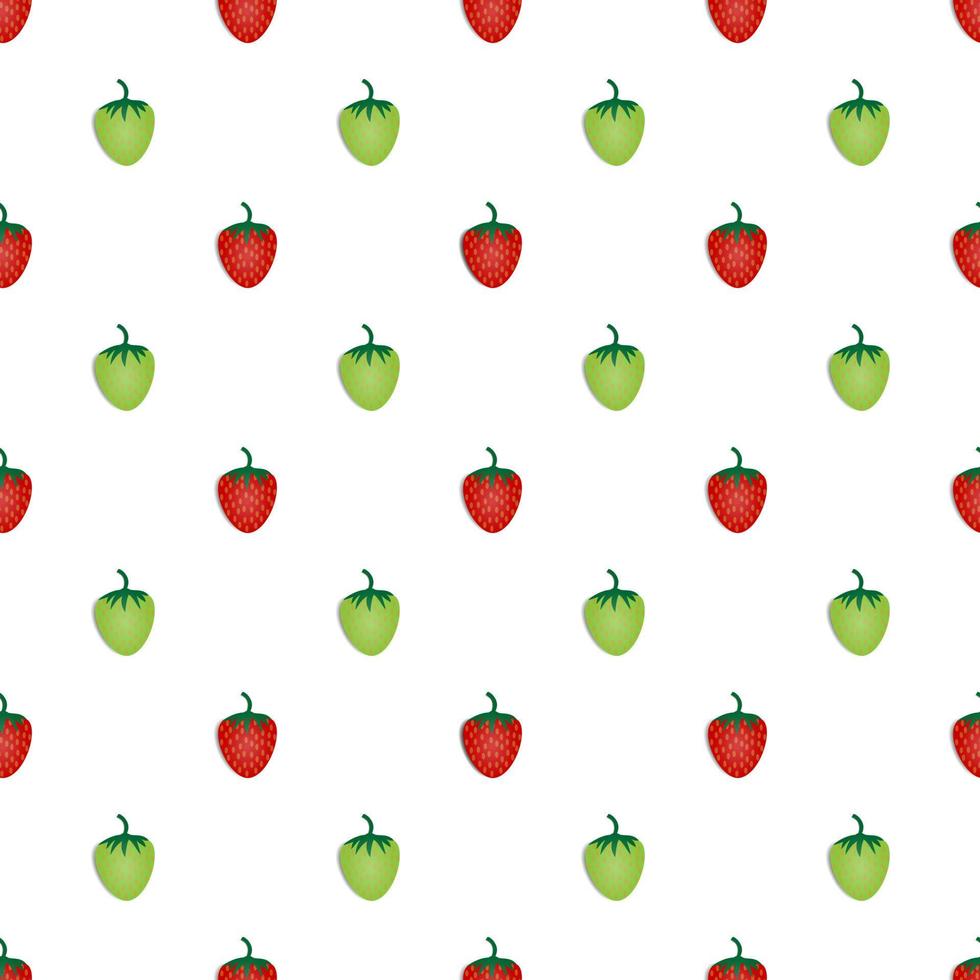 seamless pattern red and green strawberry fruit vector design. yellow background. design for wallpaper, backdrop, cover, print design and your design needs.