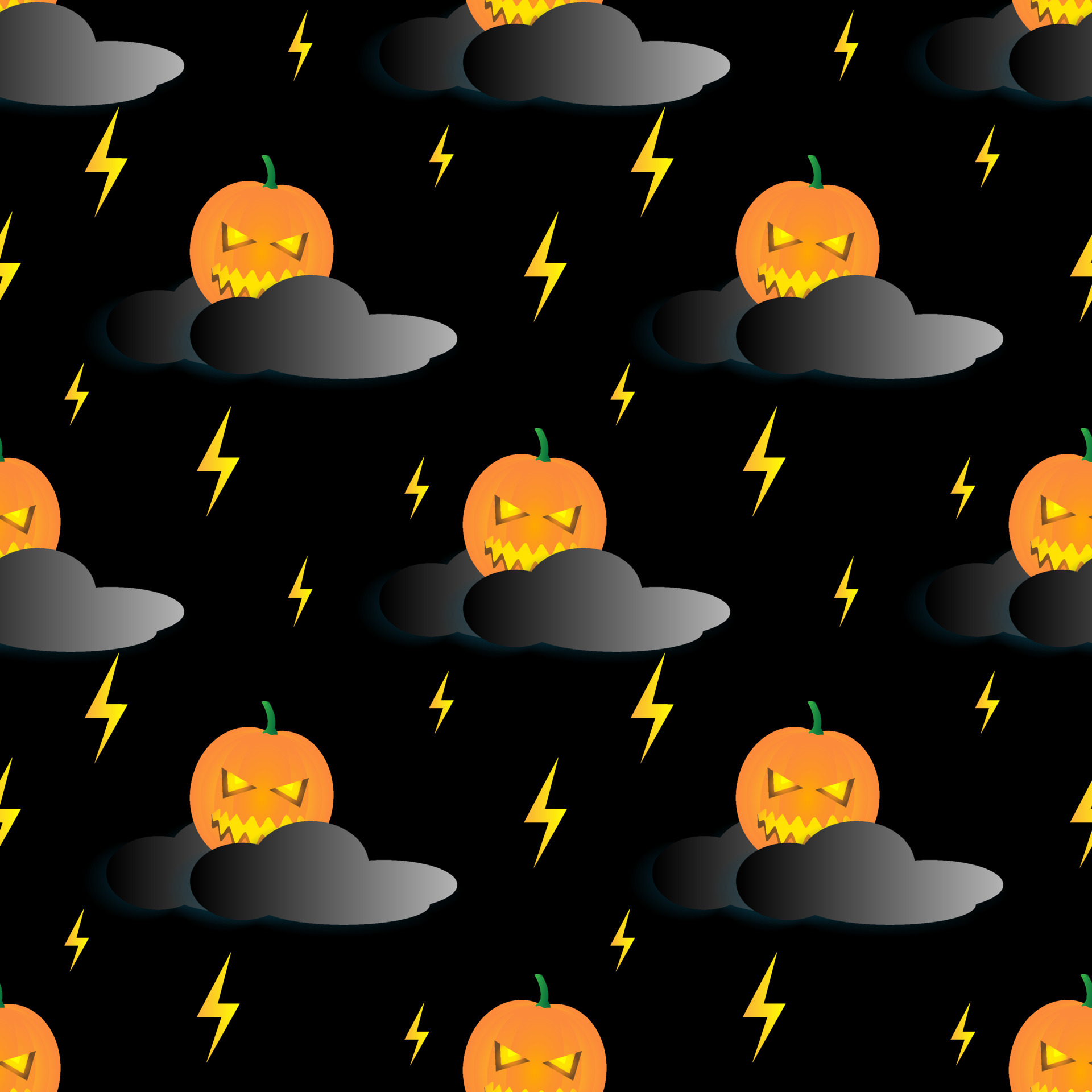 pumpkin character vector graphic design with black clouds. black