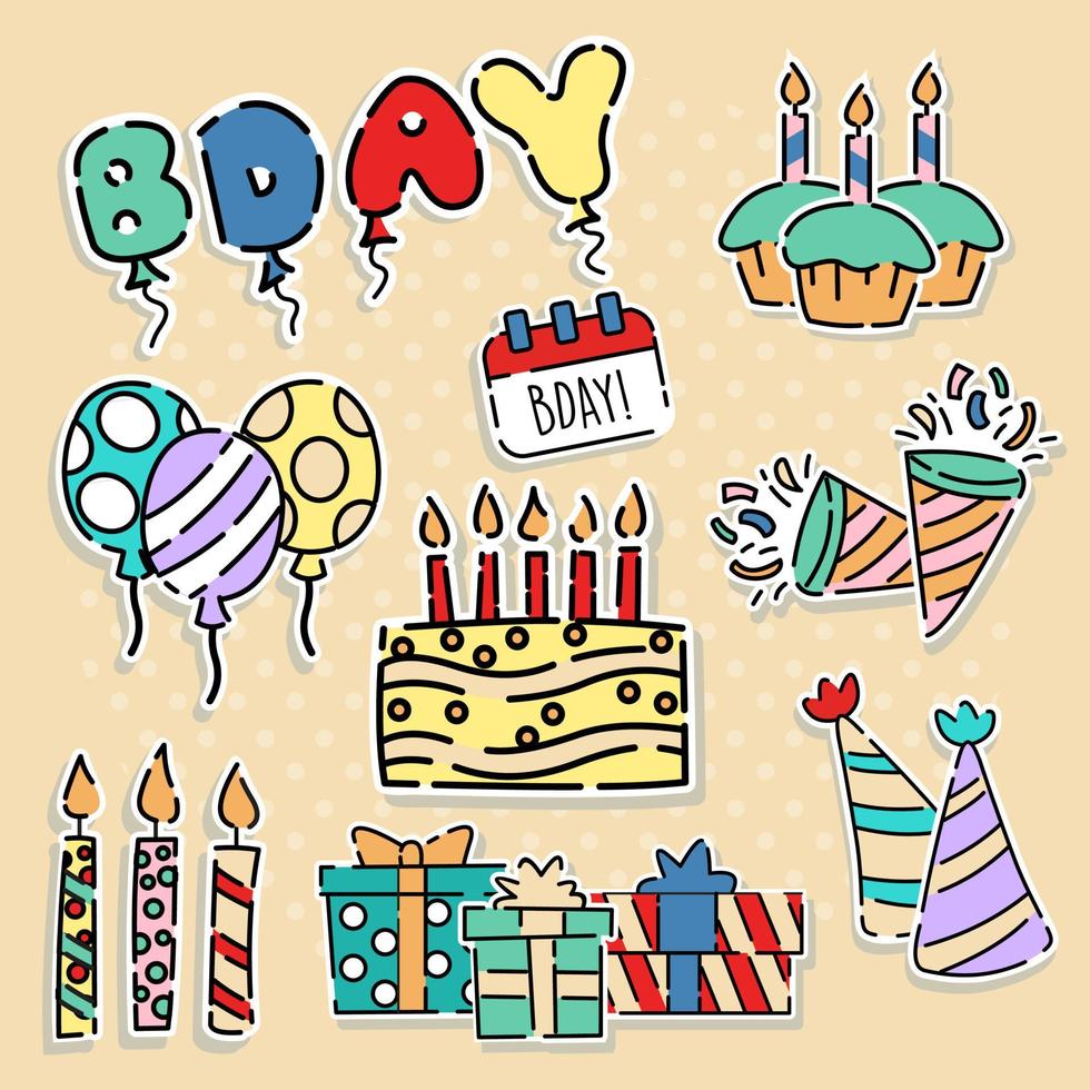 Birthday Party Element Vector Set