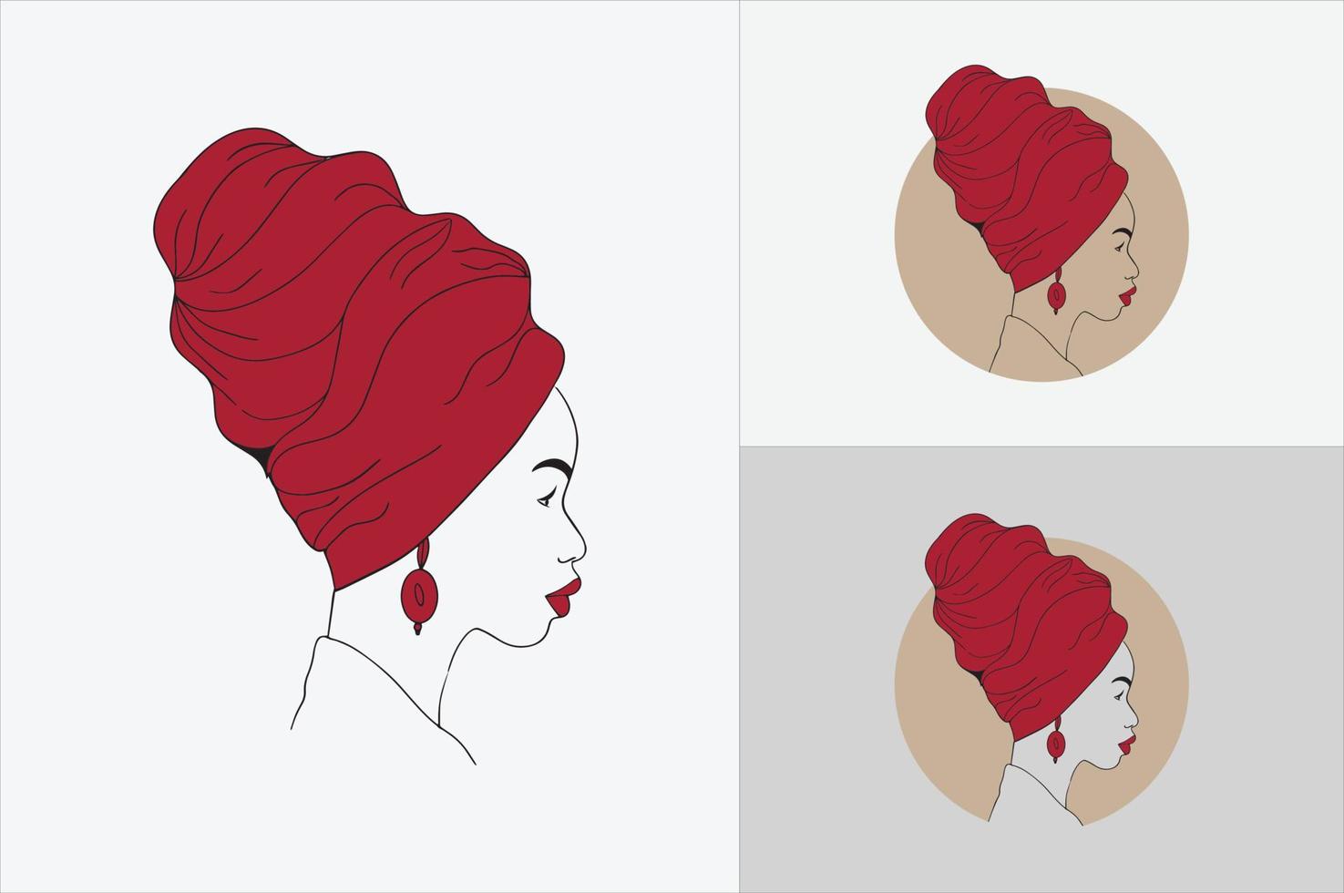 hand drawn Beautiful Turban women logo vector