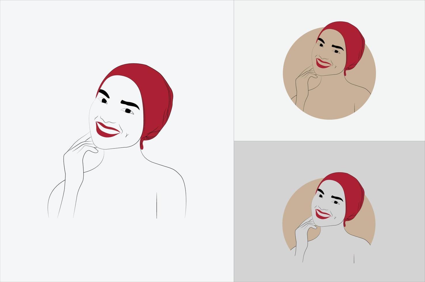 logotipo de mujer turbante hermoso dibujado a mano vector