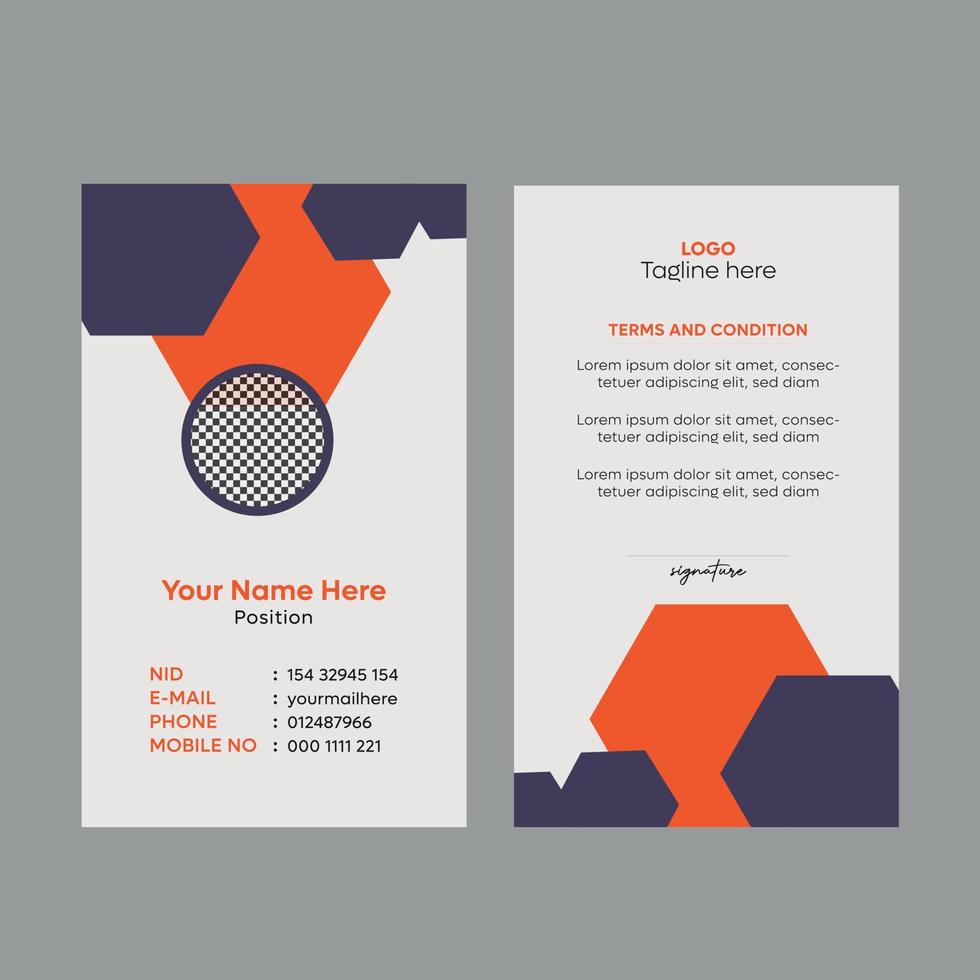 Identity card design template, Employee id card design, Student id card design free vector