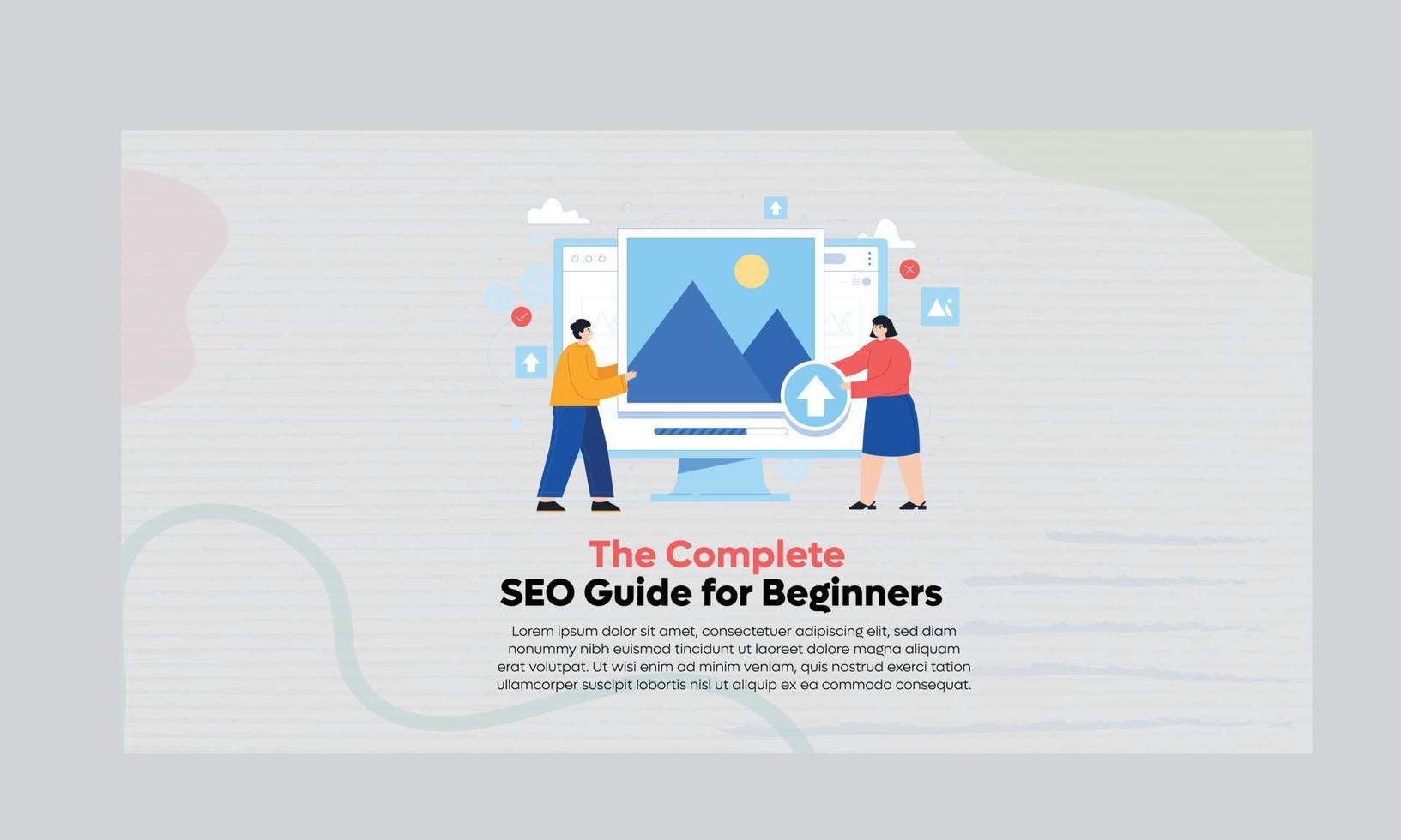 Blog post image design template, Featured image design , Imagery design, SEO guide for beginners banner design vector