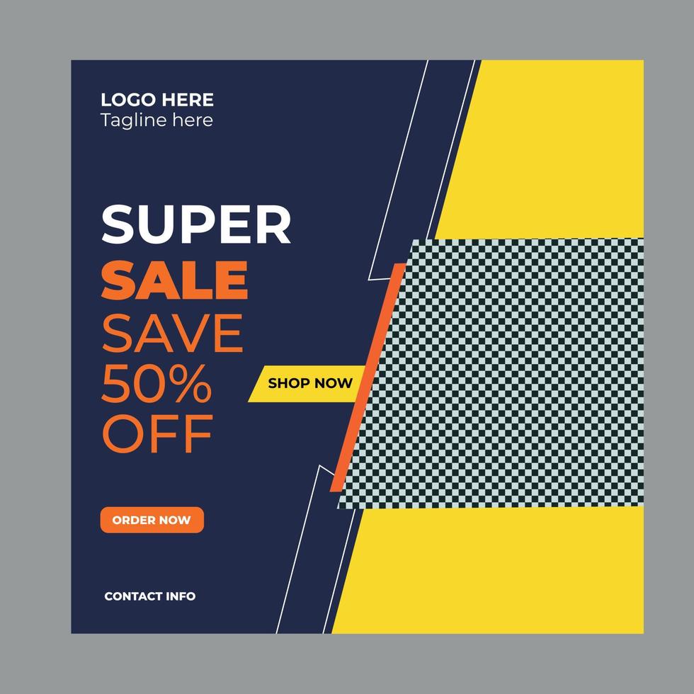 Flash sell social media post design template. vector