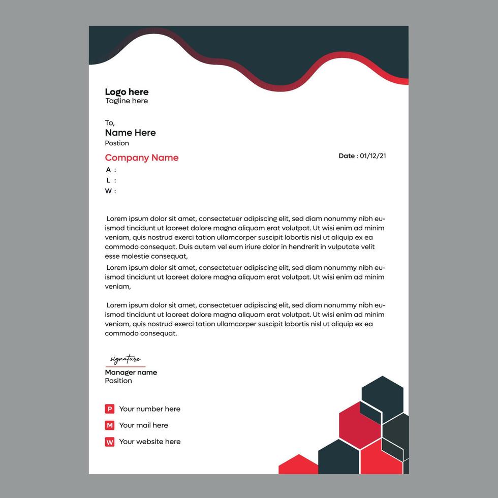 Unique Corporate Letterhead Design, Minimal business letterhead template vector