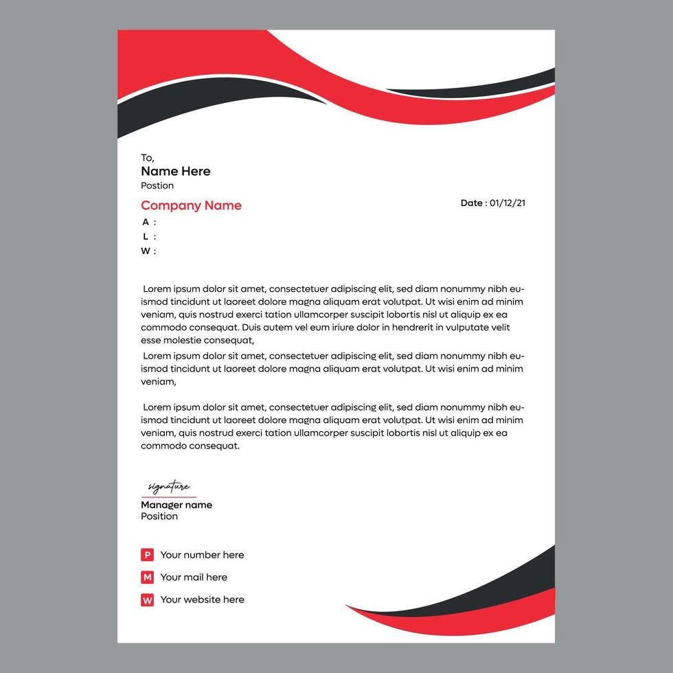 Unique business red and black letterhead template design ...