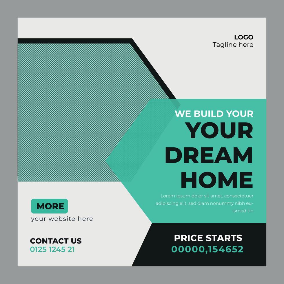 Builder company social media image design, construction company social post design social vector
