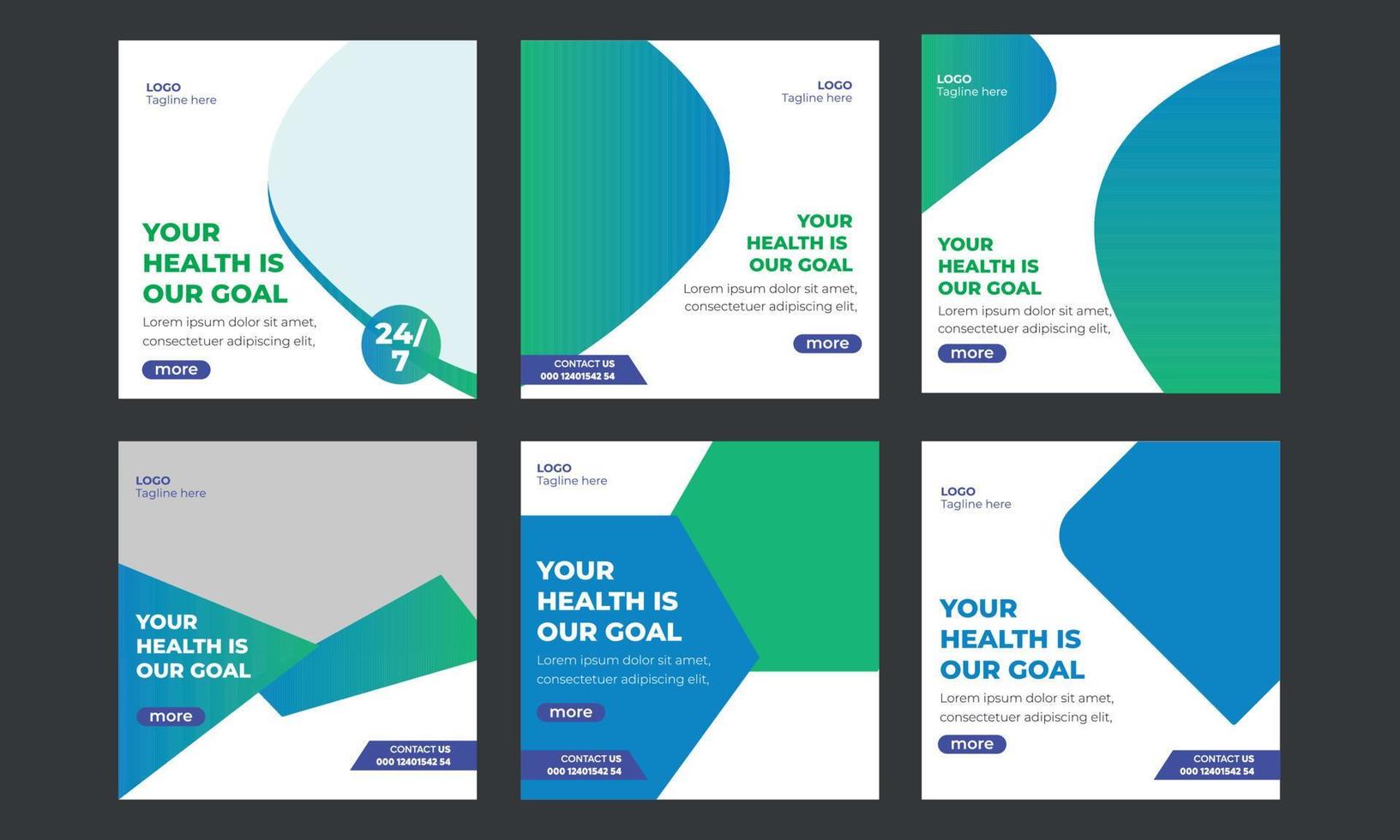 Medical Social media post design bundle templates, Social post design bundle for health vector