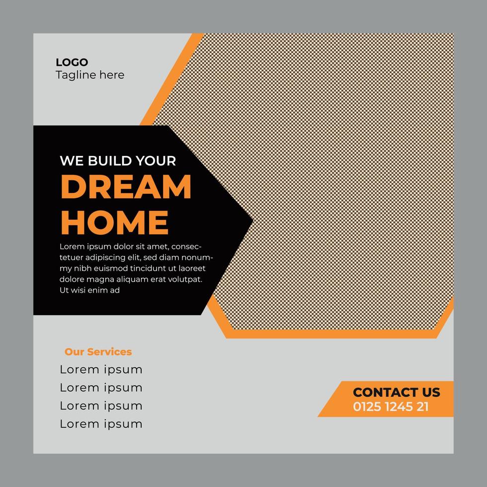 Construction social media post image design vector
