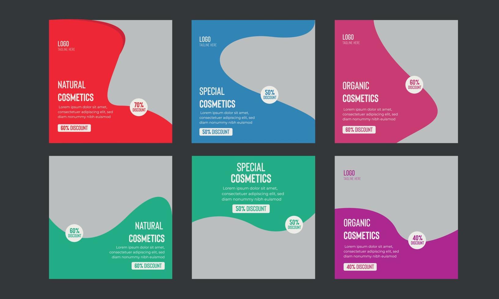 plantilla de paquete de diseño de publicación de redes sociales de productos de belleza, banner, historia vector